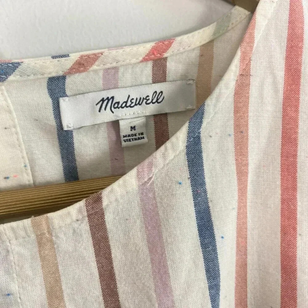 Madewell Striped Back Button Front Tie Top - Picture 9 of 16